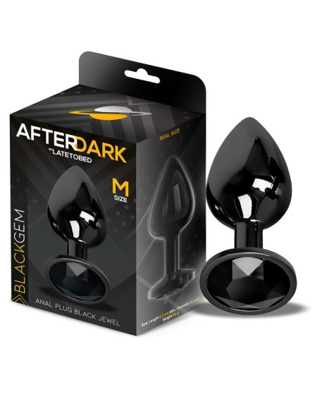 blackgem metalic butt plug with jewel noir size m