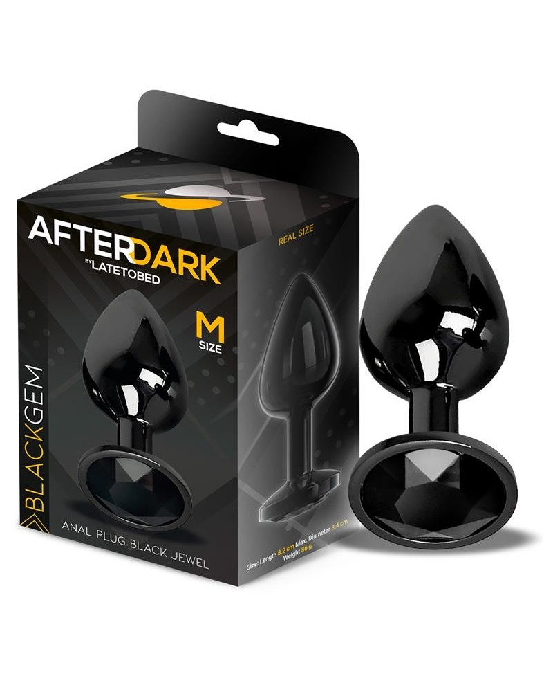 blackgem metalic butt plug with jewel noir size m