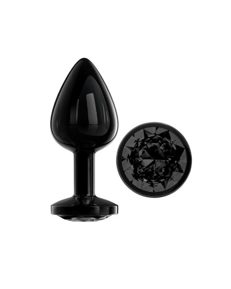 blackgem metalic butt plug with jewel noir size m