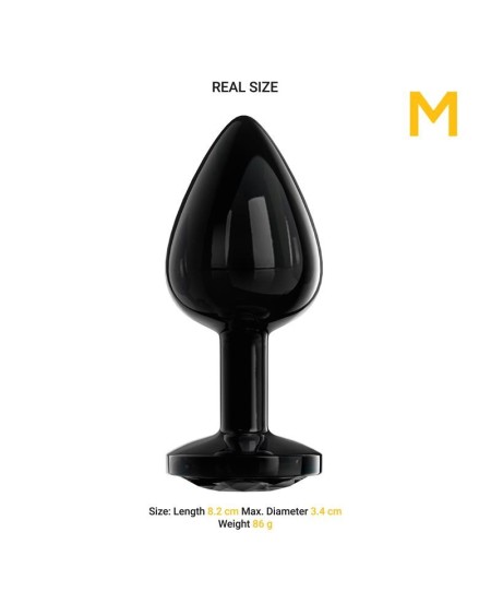 blackgem metalic butt plug with jewel noir size m