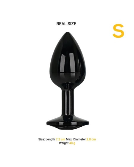 blackgem metalic butt plug with noir jewel size s