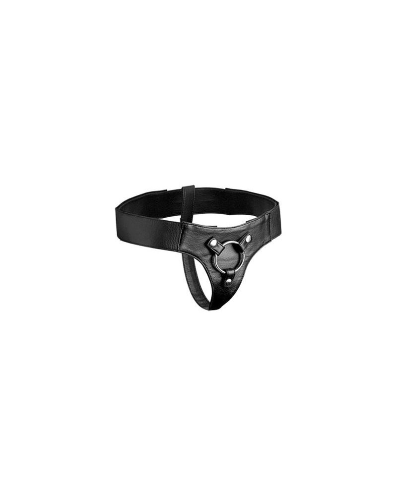 domina wide band strap on harness noir