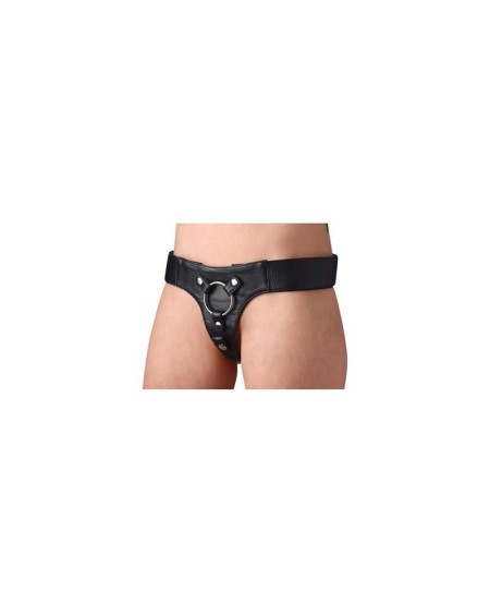 domina wide band strap on harness noir