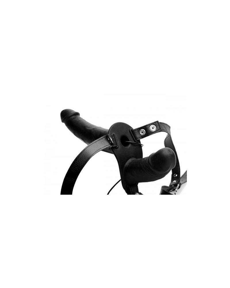 power pegger double strap-on vibrator noir