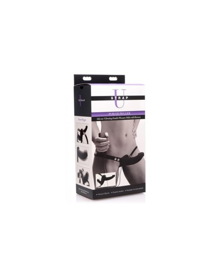 power pegger double strap-on vibrator noir