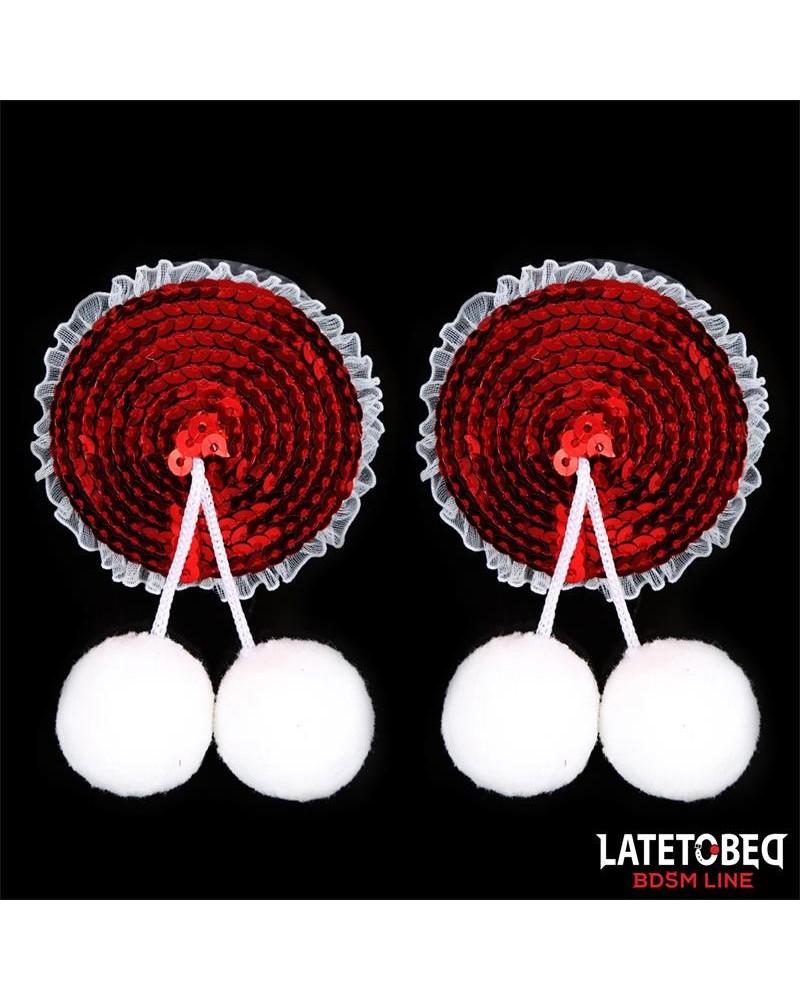 nipple pasties with red sequin pom-pom