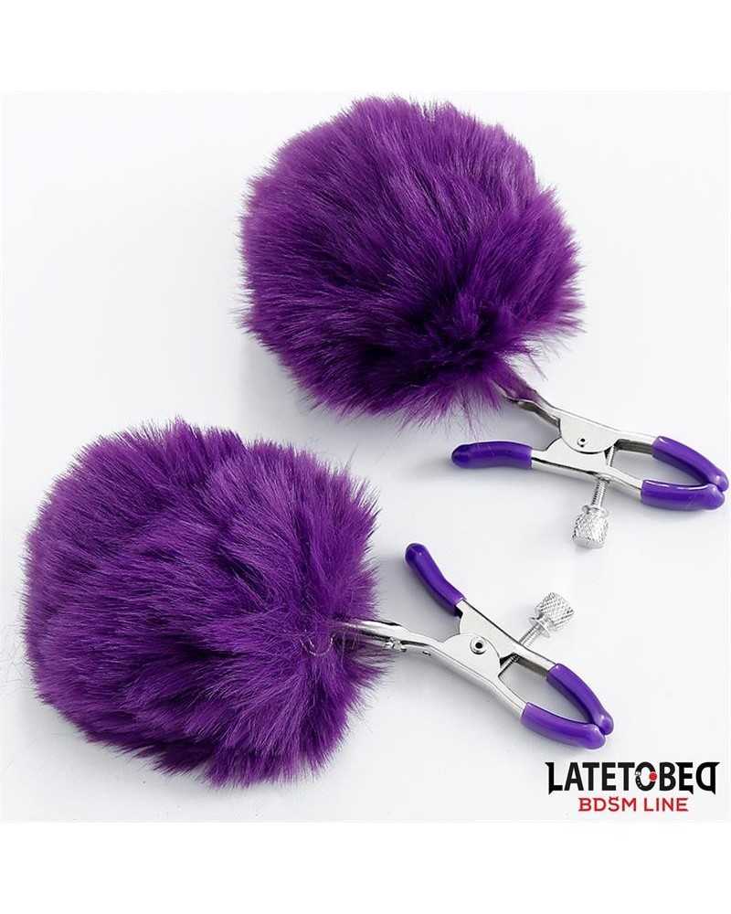 nipple clamps with violet fur