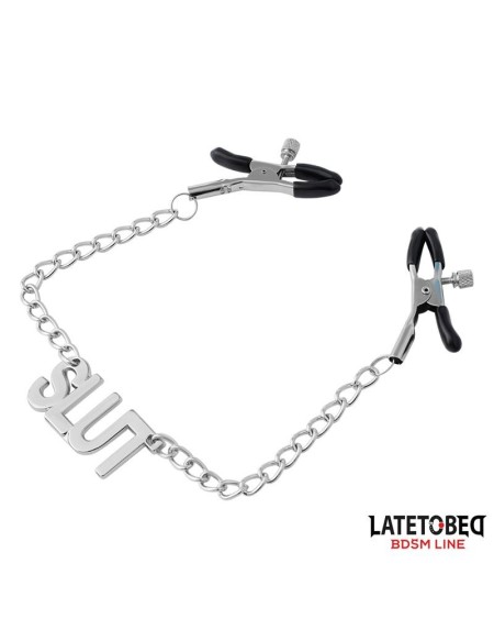 nipple clamps with chain - slut