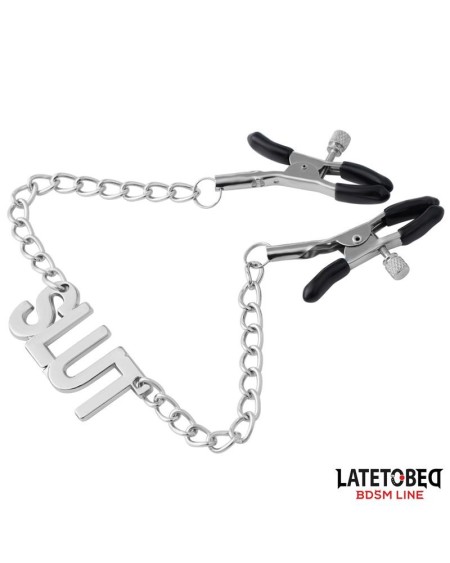 nipple clamps with chain - slut