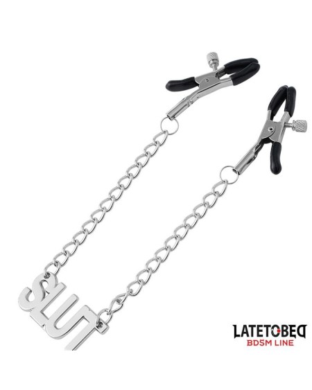 nipple clamps with chain - slut