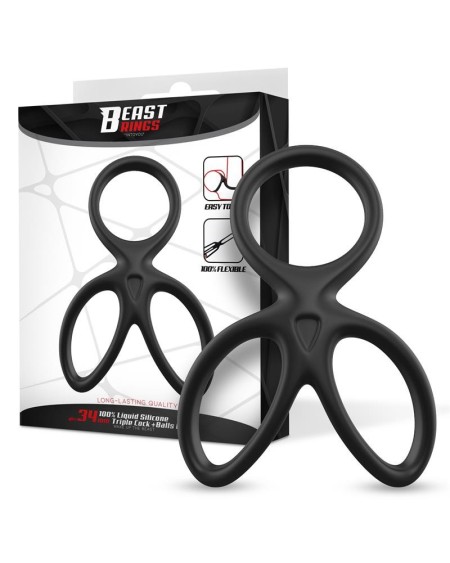 triple penis and testicles ring liquid silicone