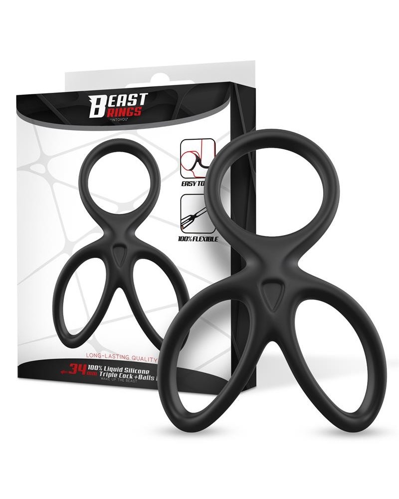 triple penis and testicles ring liquid silicone