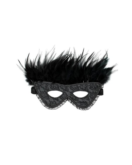 luxury mask with feathers noir