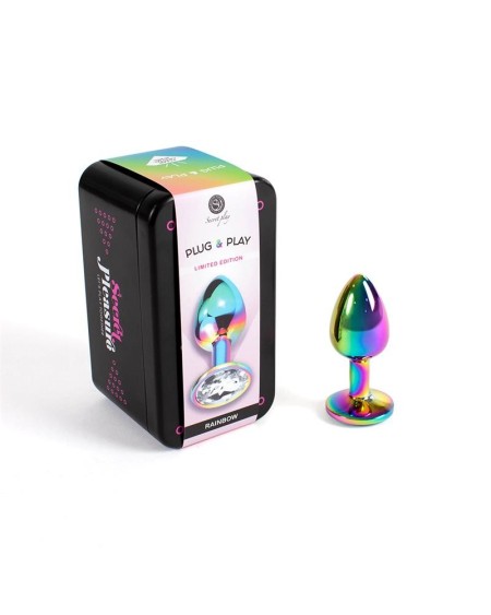 rainbow metal butt plug size s