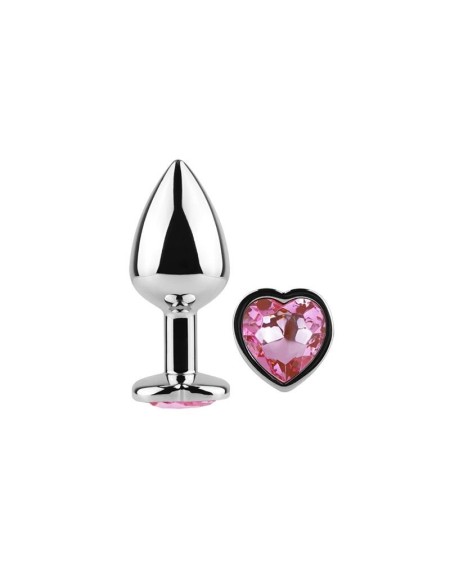 fuchsia heart metal butt plug size s