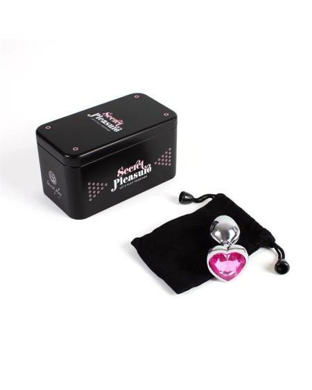 fuchsia heart metal butt plug size s