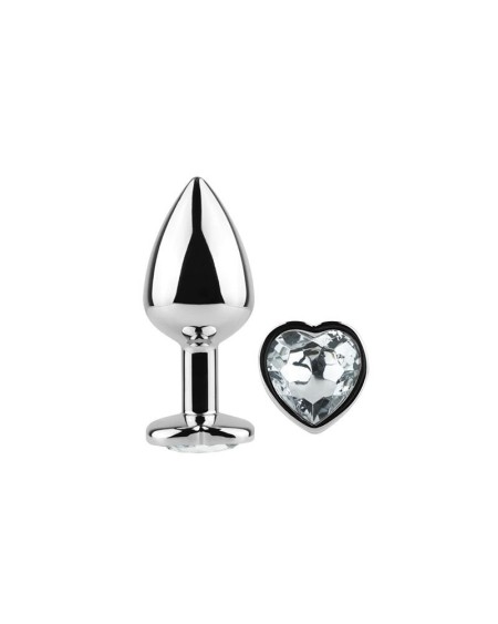 clear crystal heart metal butt plug size s