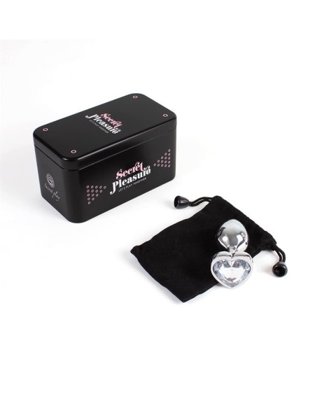 clear crystal heart metal butt plug size s