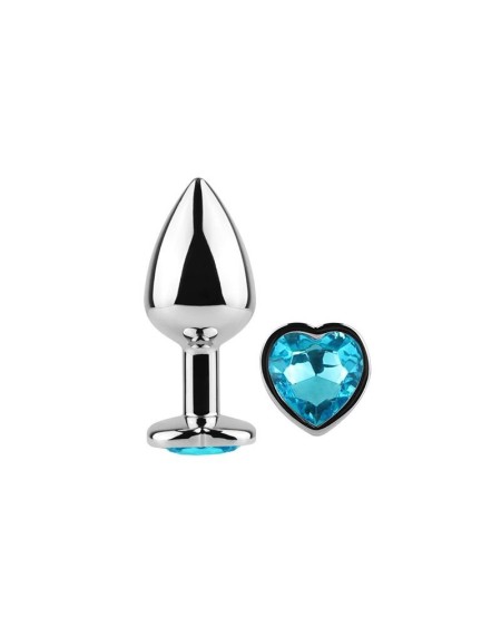 blue heart metal butt plug size s