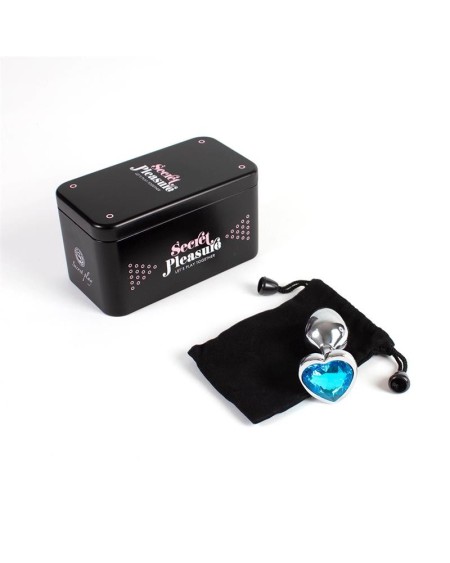blue heart metal butt plug size s