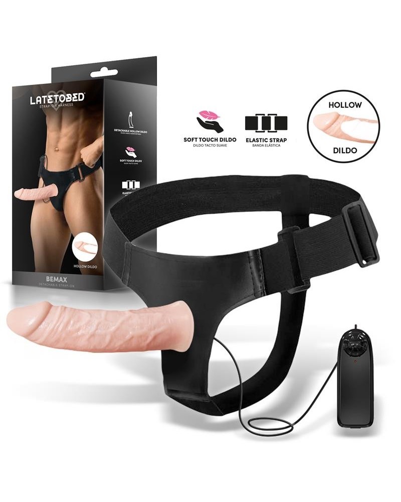 bemax detachable strap-on with hollow dildo, vibration and remote c...