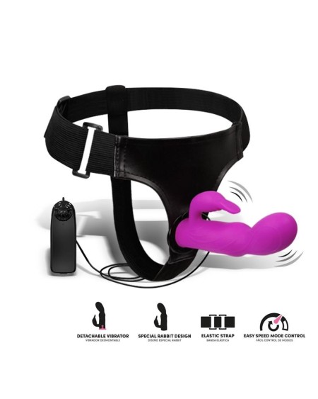 hymax strap-on harness multi-speed vibe with rabbit and remote control