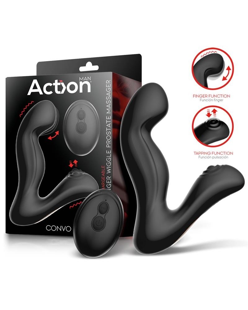 convo prostate massager with tapping and finger wiggle function