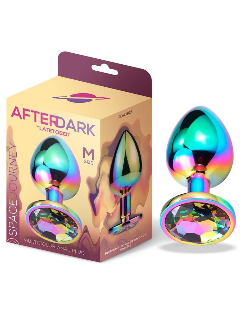 space journey multicolor butt plug with jewel size m