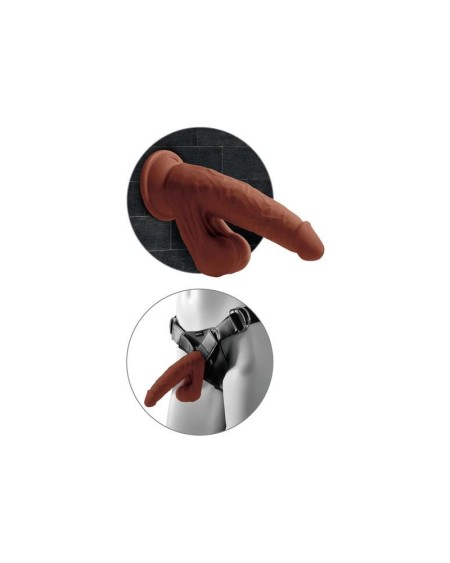 triple density dildo swinging balls 82 caramel