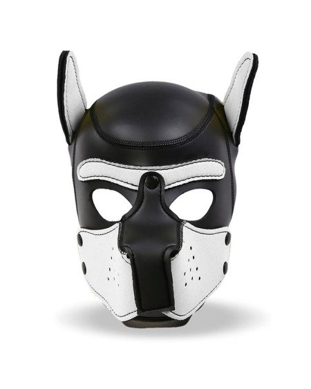 hound neoprene dog hood with removable muzzle whiteblack one size