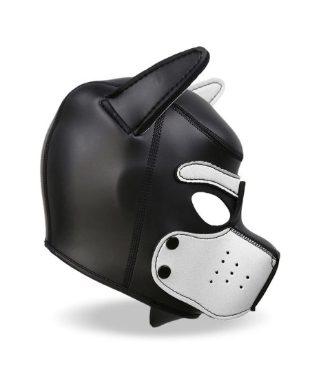 hound neoprene dog hood with removable muzzle whiteblack one size