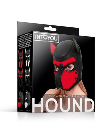 hound dog hound with removable muzzle neoprene blackred one size