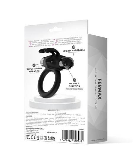 fermax vibrant ring with rabbit usb silicone noir
