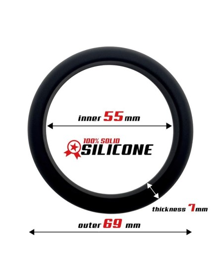 cock ring solid silicone 5.5 cm noir