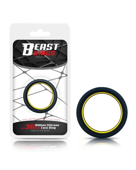 penis ring 100 solid silicone 3.6 cm yellow and noir