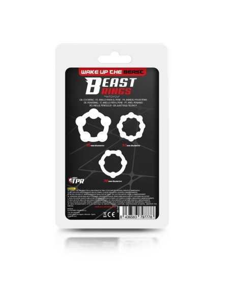 set of 3 penis ring beaded flexibles clear