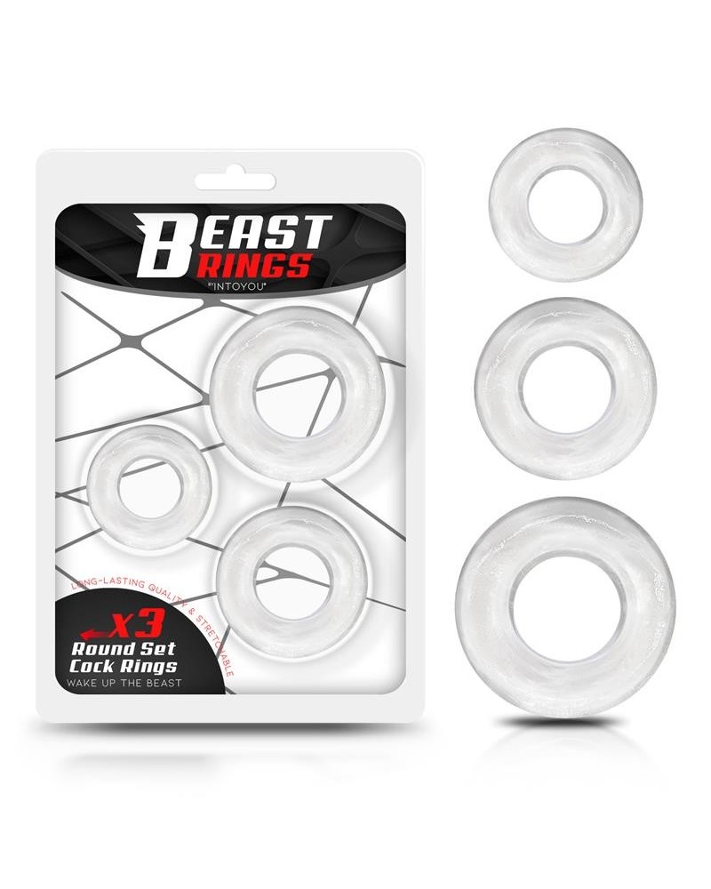 set of 3 cock rings flexible clear