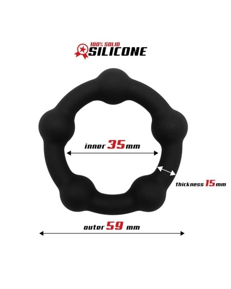 bead solid cock ring silicone 3.5 cm noir