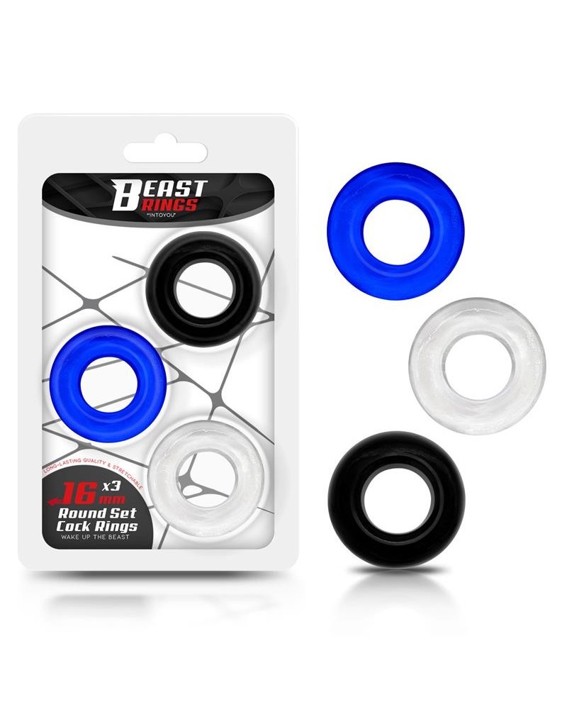 set of 3 penis ring 3 colors 1.6 cm