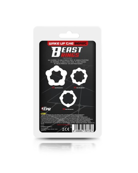 set of 3 cock ring beaded flexible noir