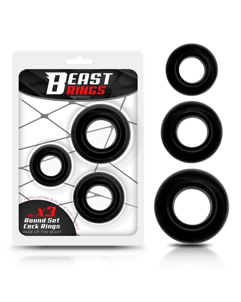 set of 3 cock rings flexible noir