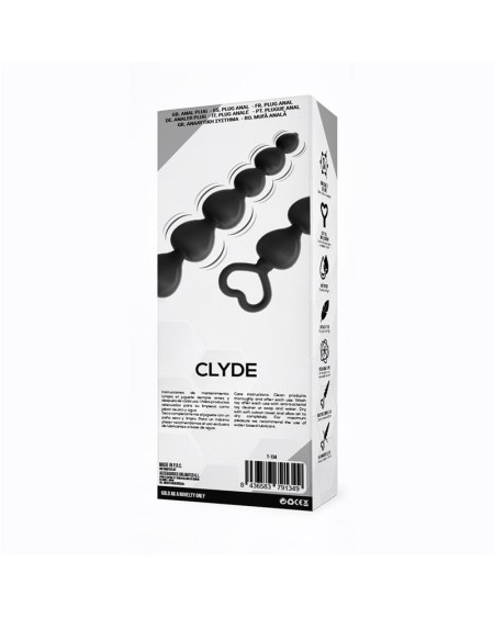 clyde beaded butt plug with easy pull ring silicone noir