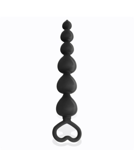 clyde beaded butt plug with easy pull ring silicone noir