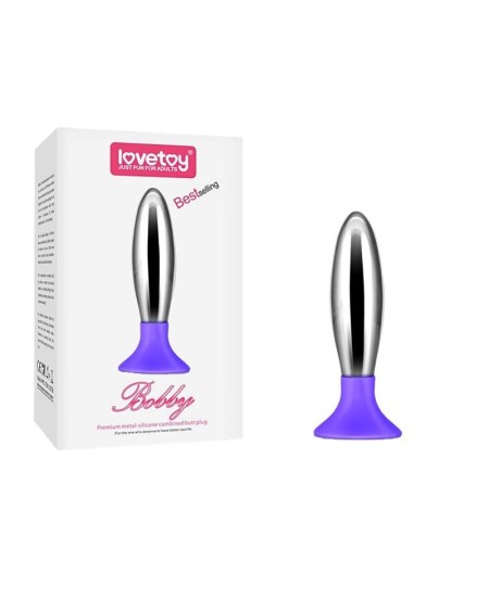 butt plug bobby metal and silicone violet
