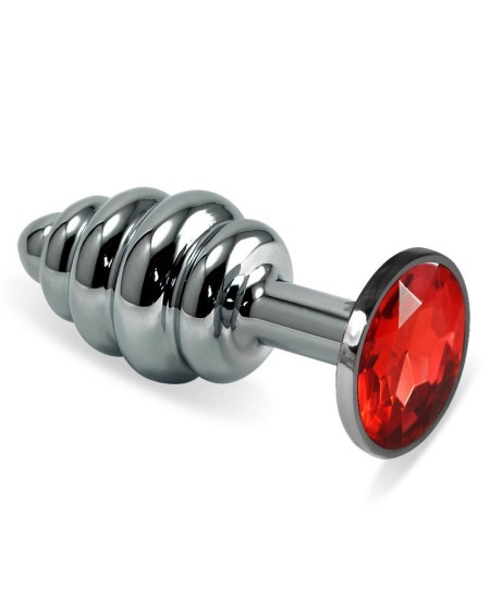 spiral butt plug rosebud with red jewel