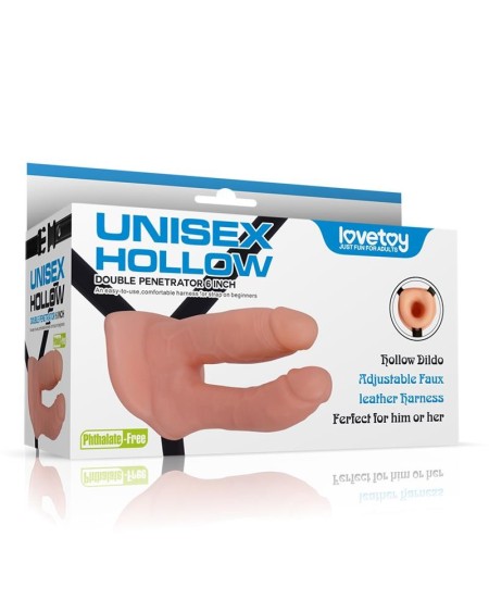 harness double hollow dildo