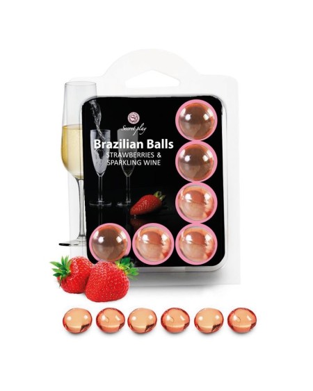 brazilian balls set 6 strawberries sparkling wine