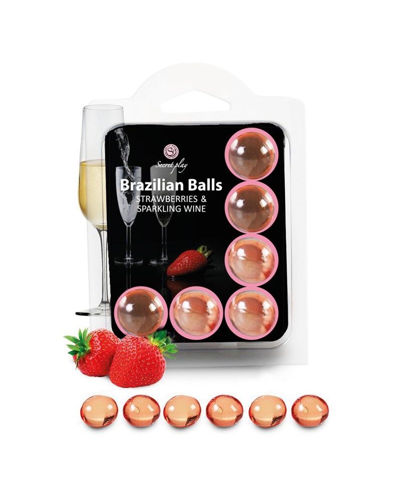 brazilian balls set 6 strawberries sparkling wine