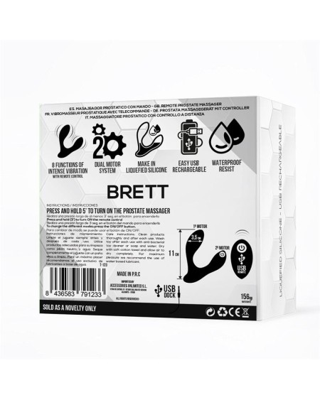 brett prostate massager remote control usb liquid silicone