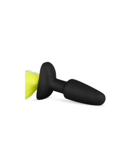 silicone butt plug with tail - yellow